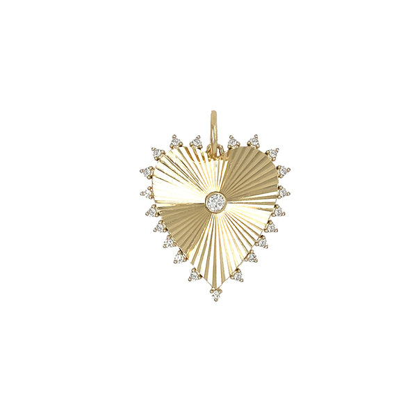 Diamond Ridged Heart Charm