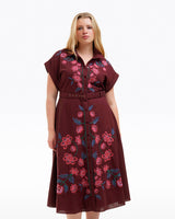 Presley Embroidered Midi Shirtdress in Raspberry Pink