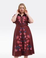 Presley Embroidered Midi Shirtdress in Raspberry Pink