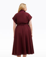 Presley Embroidered Midi Shirtdress in Raspberry Pink