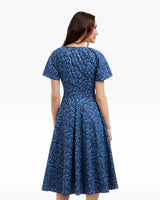 Caitlyn Square Neck Midi Dress in Ribbon Floral