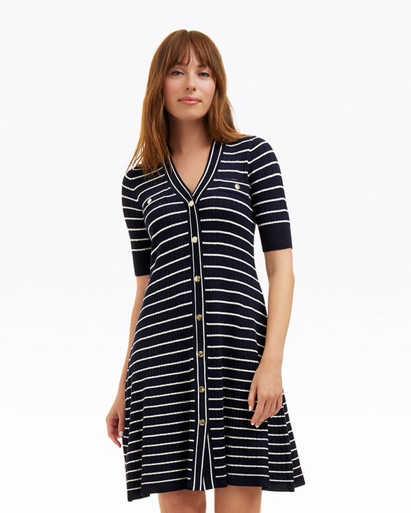 Judy Striped Knit Dress in Navy Stripe