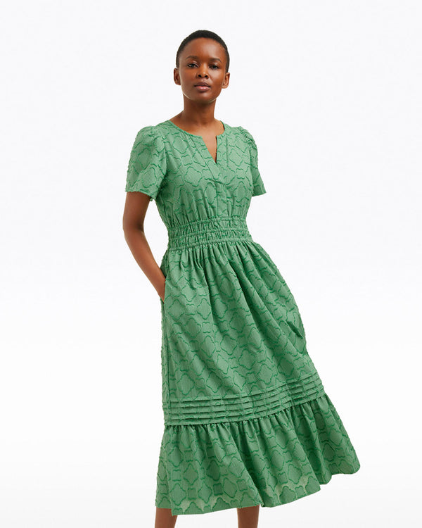 Hollie Midi Dress in Textured Stripe