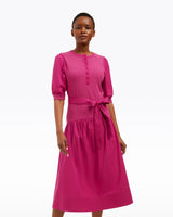 Celeste Mixed Media Dress in Raspberry Pink