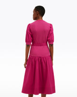 Celeste Mixed Media Dress in Raspberry Pink