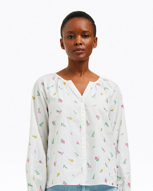 Alexandra Top in Embroidered Poplin