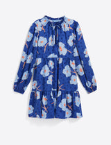 Connie Long Sleeve Mini Dress in Printed Dot Jacquard