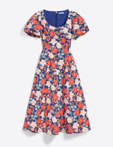 Julianne Midi Dress in Stretch Poplin