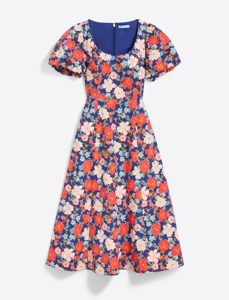 Julianne Midi Dress in Stretch Poplin