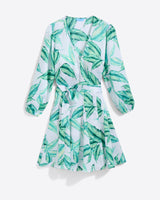 Jordan Long-Sleeve Wrap Dress in Hammered Satin