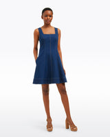 Millie Scoop Neck Mini Dress in Denim