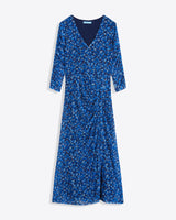 Selena V-Neck Midi Dress in Blue Scattered Ditsy