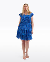 Alana Tiered Dress in Blue Scattered Ditsy
