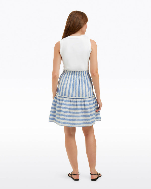 Arden Mixed Media Shirtdress in Wave Stripe
