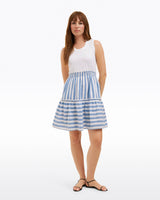 Arden Mixed Media Shirtdress in Wave Stripe