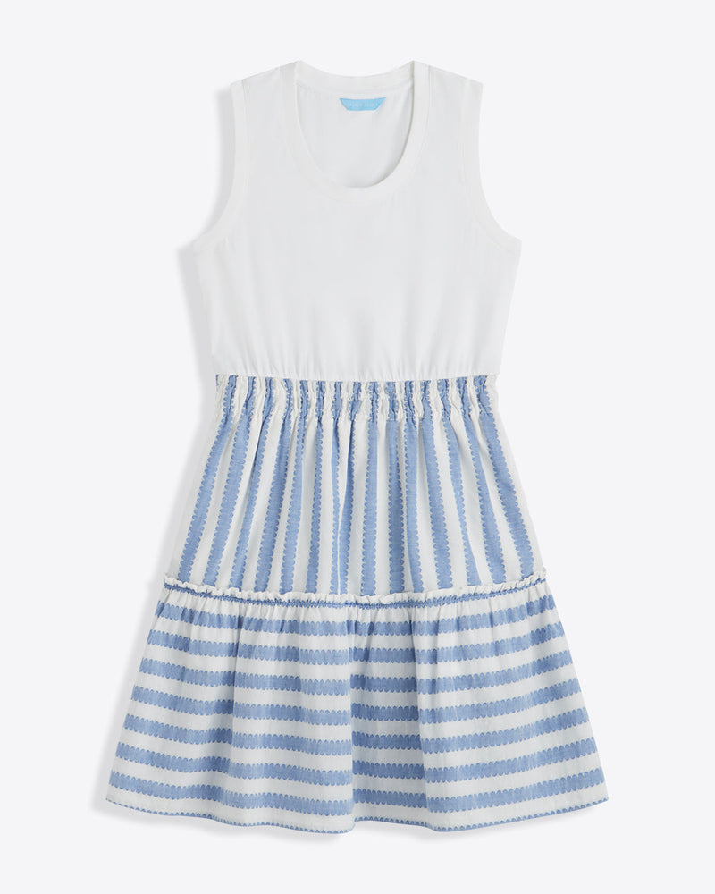 Arden Mixed Media Shirtdress in Wave Stripe