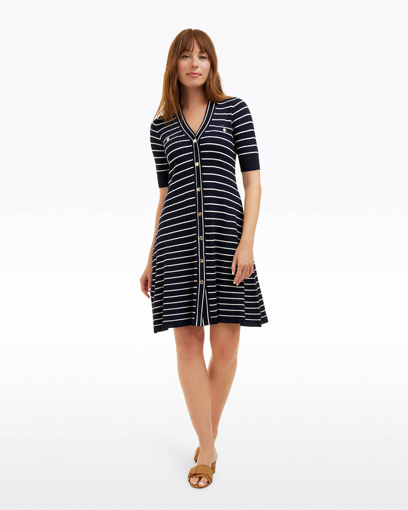 Judy Striped Knit Dress in Navy Stripe