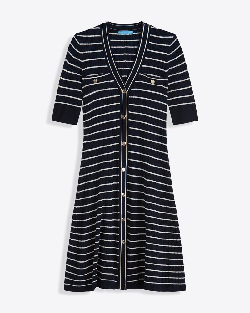 Judy Striped Knit Dress in Navy Stripe