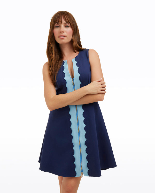 Sleeveless Mae Love Circle Dress in Two Tones Blue
