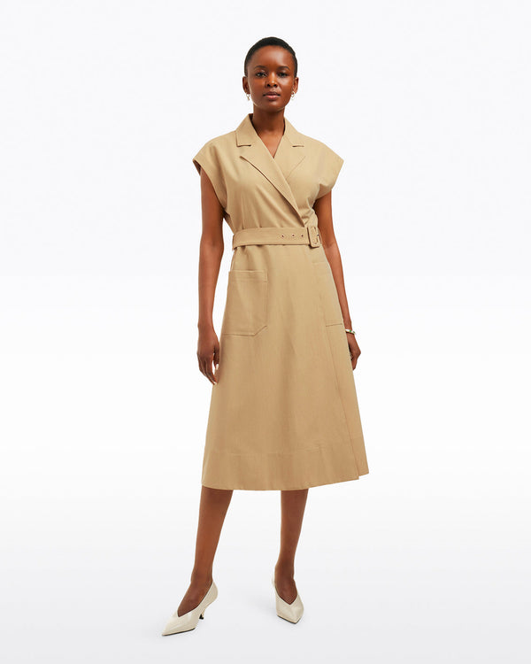 Tatum Midi Shirtdress in Croissant