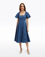 Caitlyn Square Neck Midi Dress in Ribbon Floral