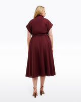 Presley Embroidered Midi Shirtdress in Raspberry Pink