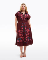 Presley Embroidered Midi Shirtdress in Raspberry Pink
