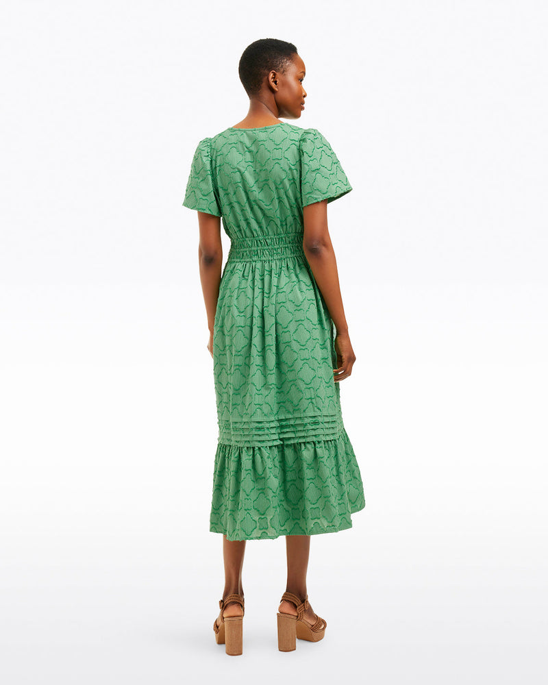 Hollie Midi Dress in Textured Stripe