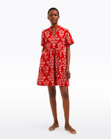 Simone Embroidered Mini Dress in Red Floral Embroidery