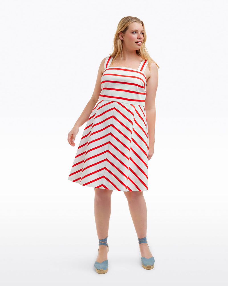 Zoe Love Circle Dress in Red Wentworth Stripe