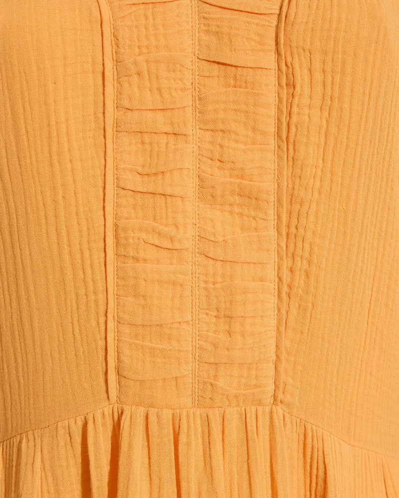 Chloe V-Neck Midi Dress in Crinkle Cotton