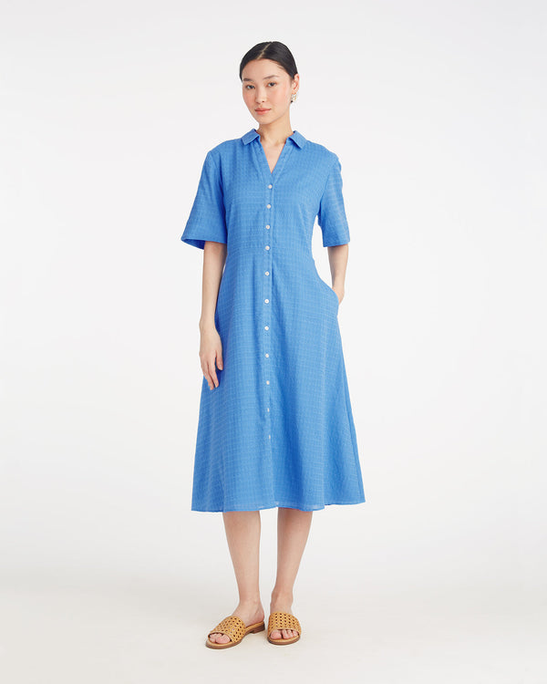 Annika Midi Shirtdress in Textured Cotton