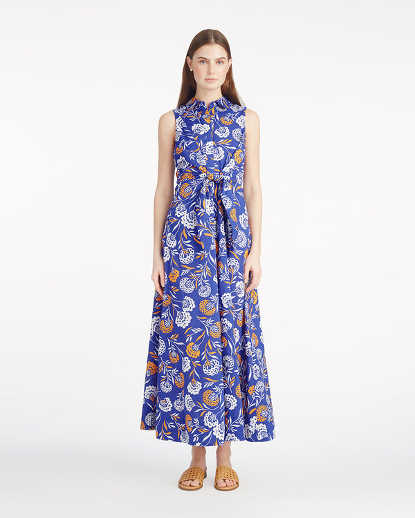 Evangeline Midi Shirtdress in Abstract Dahlia