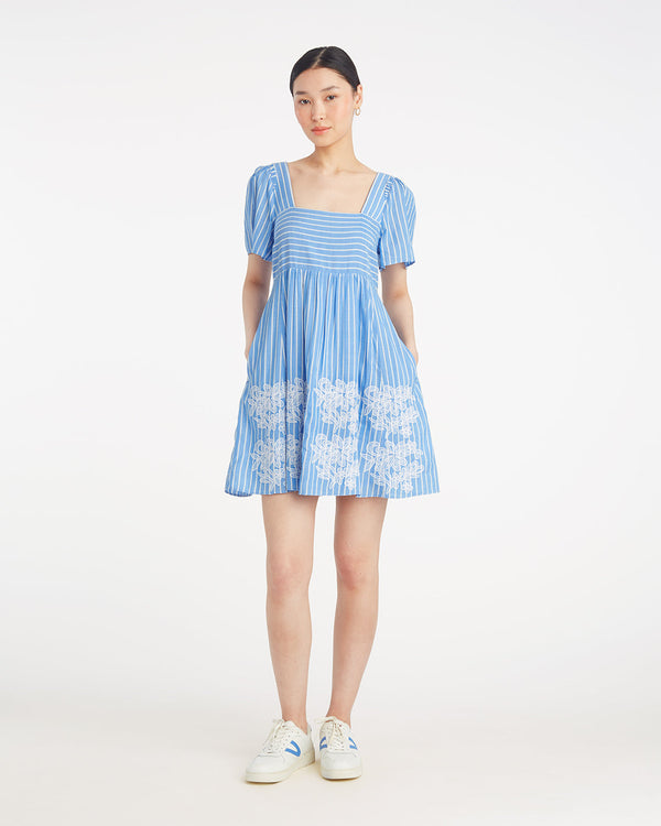 Dottie Babydoll Dress with Floral Embroidery