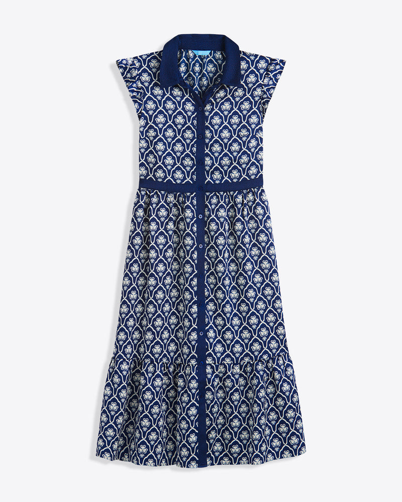 Emmylou Sleeveless Midi Shirtdress in Clover Field
