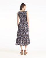 Wren Sleeveless Smocked Midi Dress in Twilight Vines