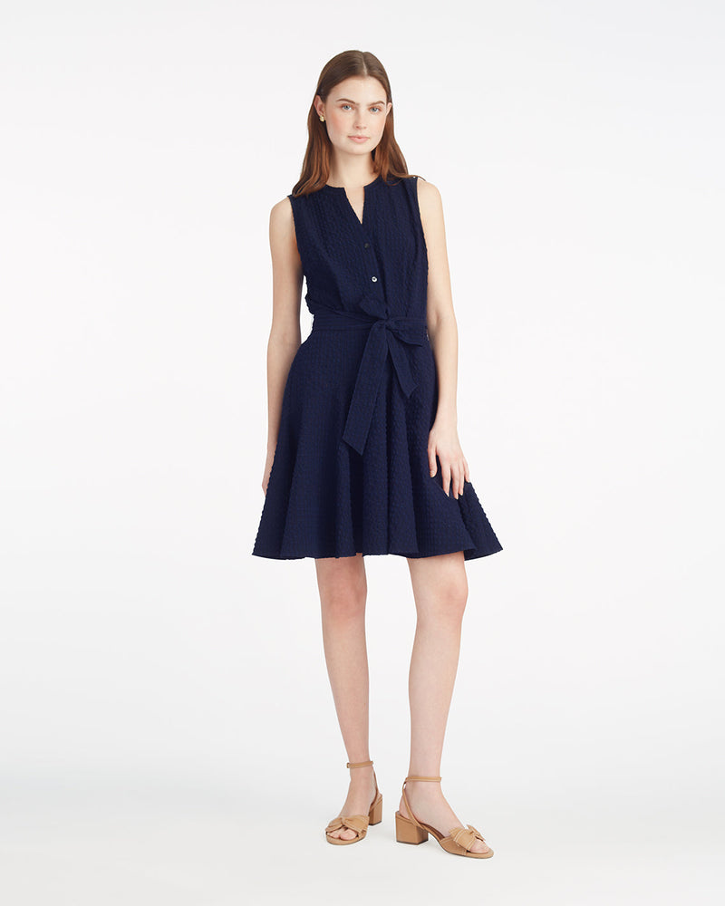 Avery Sleeveless Shirtdress in Seersucker