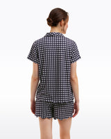 Scallop Sara Pajama Set in Navy Gingham