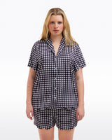 Scallop Sara Pajama Set in Navy Gingham