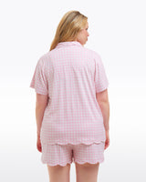 Scallop Sara Pajama Set in Pink Gingham