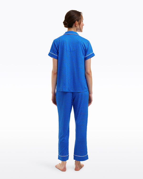 Linda Pajama Set in Blue Polka Dot