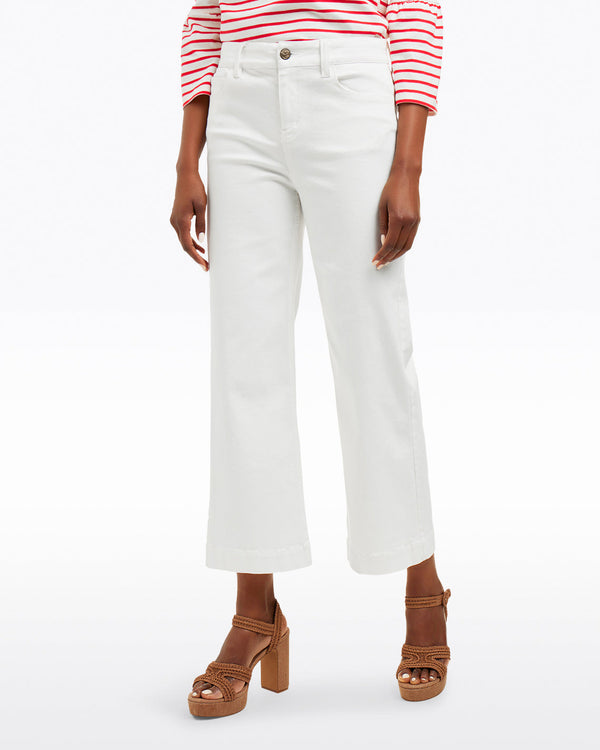 Wide Leg Jeans in White Denim