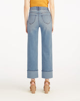 Straight Leg Cuffed Denim