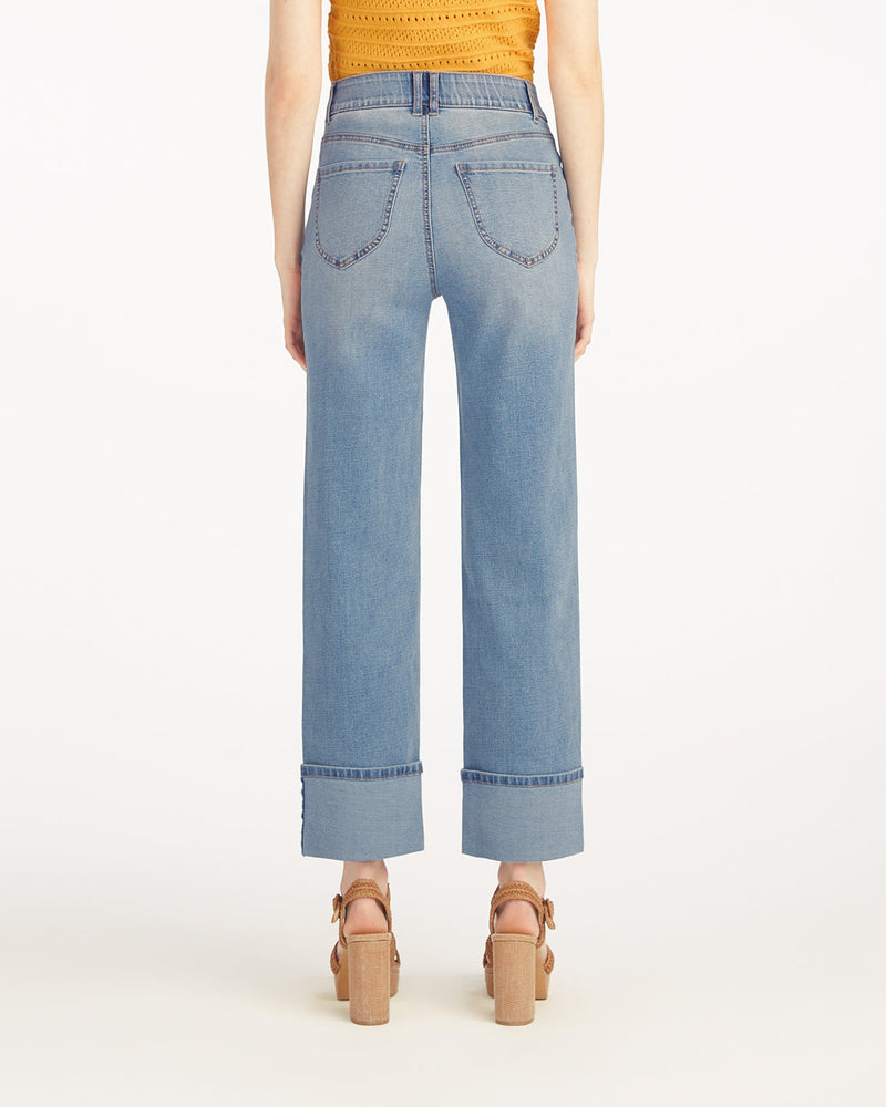 Straight Leg Cuffed Denim