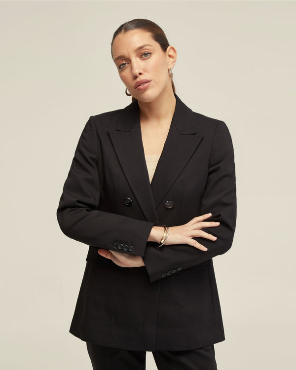 Jenna Cotton Blend Double Breasted Blazer