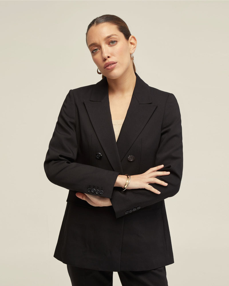 Jenna Cotton Blend Double Breasted Blazer