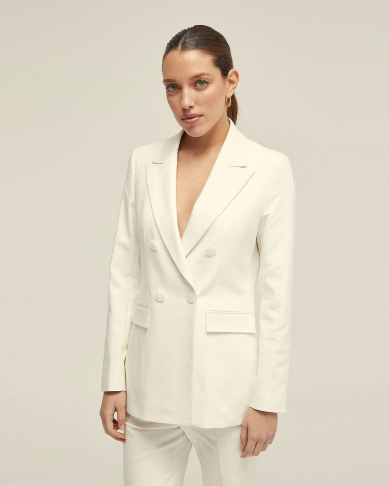 Jenna Cotton Blend Double Breasted Blazer