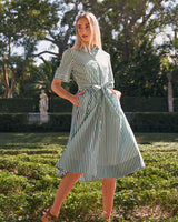Jordan Green Stripe Midi Dress