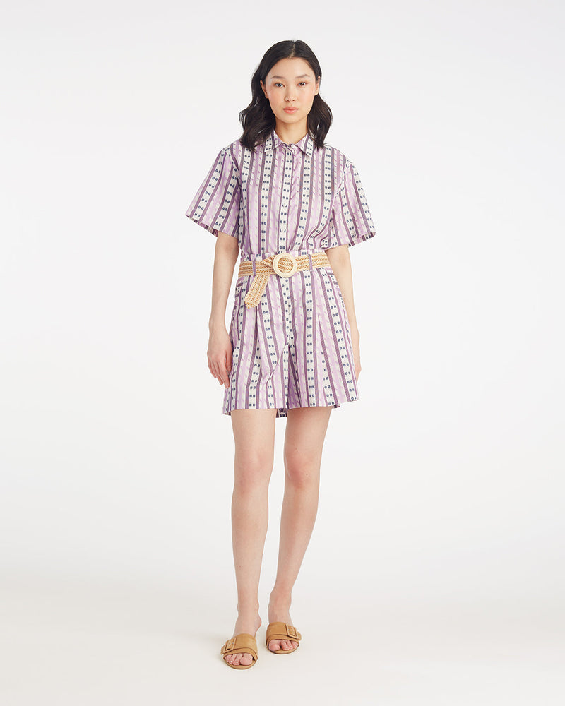 Tailored Shorts in Dotted Stripes Jacquard