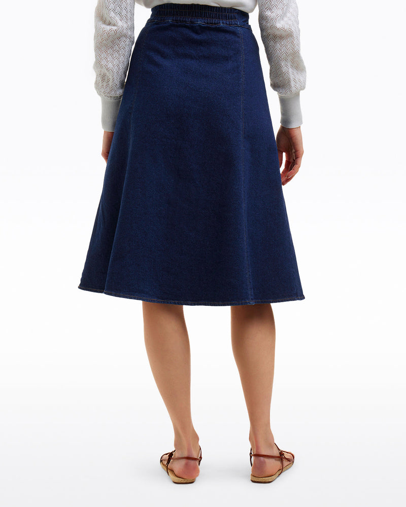 Midi Skirt in Dark Wash Denim